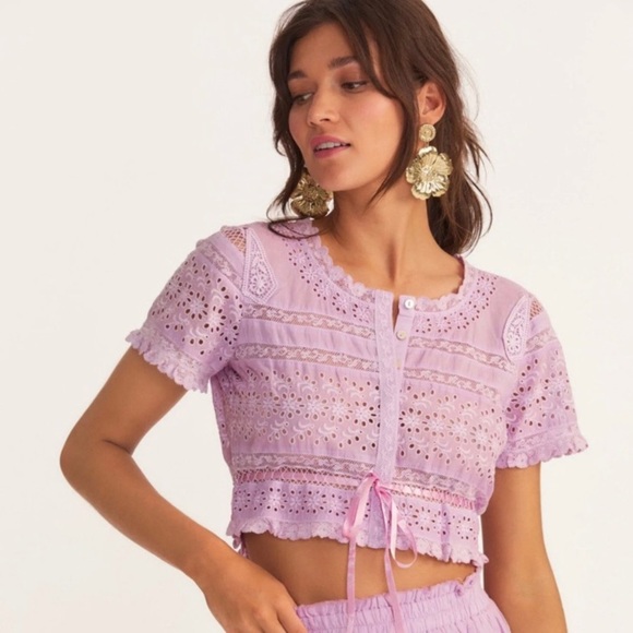 $215 NWT LoveShackFancy Farley Crop Top Size Small - Picture 1 of 9